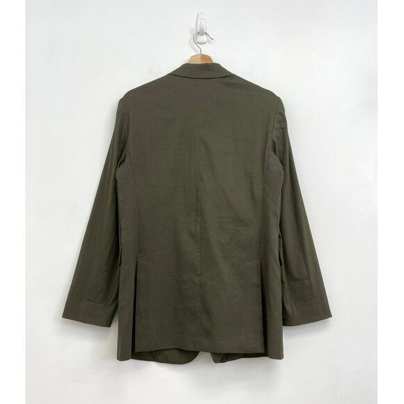 Theory Linen-Blend Rolled Sleeve Eco Crunch Wash Boyfriend Blazer Jacket Size 4 - Picture 4 of 14